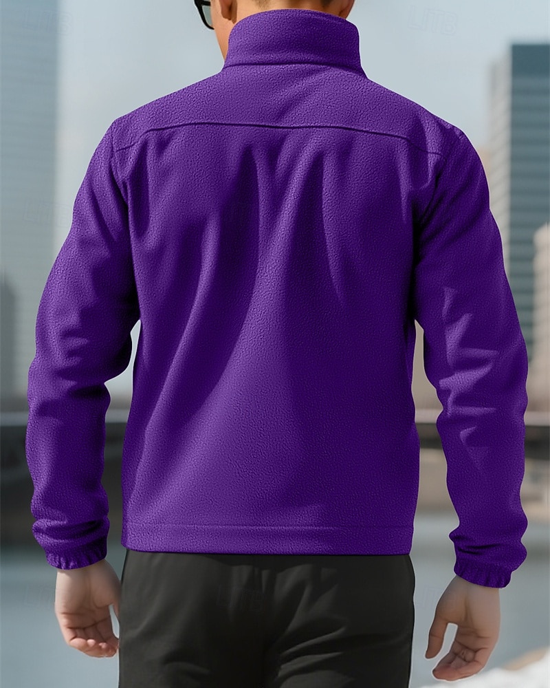 Herre Genser Fleecegenser Genser med full glidelås Aprikos Svart Lilla Oransje lysegrå Opprett krage عادي Ta igjen glidelåsen Lomme Sport & Utendørs Daglig Ferie Polyester Gatemote Grunnleggende 2026 - $36.99 –P3