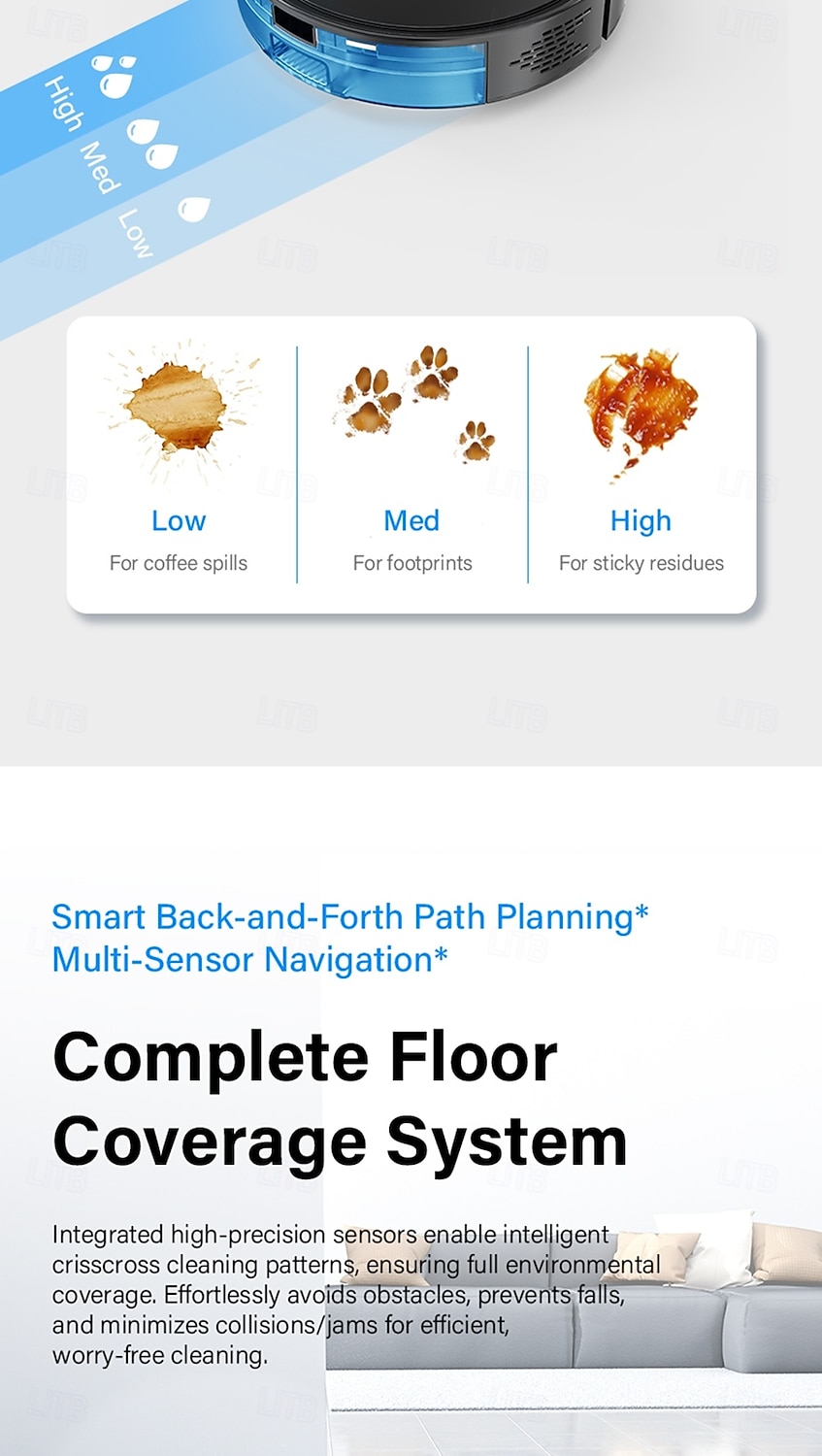 Sweeping and Mopping Robot Combo with LiDAR Navigation APP Operation Smart Mapping No-Mop Zones and Invisible Wall Settings Auto Charging Long-Lasting Battery Life 3500Pa Powerful Suction 2025 - $217.49 –P9