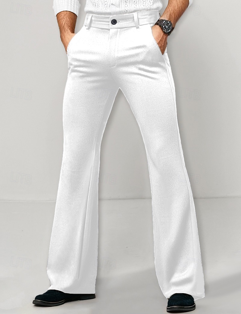 Herr Kostymbyxor Flared byxor Bell Botten Långbyxor Ficka Slät Komfort Andningsfunktion Fullängd Utomhus Dagligen Utekväll Mode Ledigt Svart Vit Microelastisk 2026 - $29.99 –P4