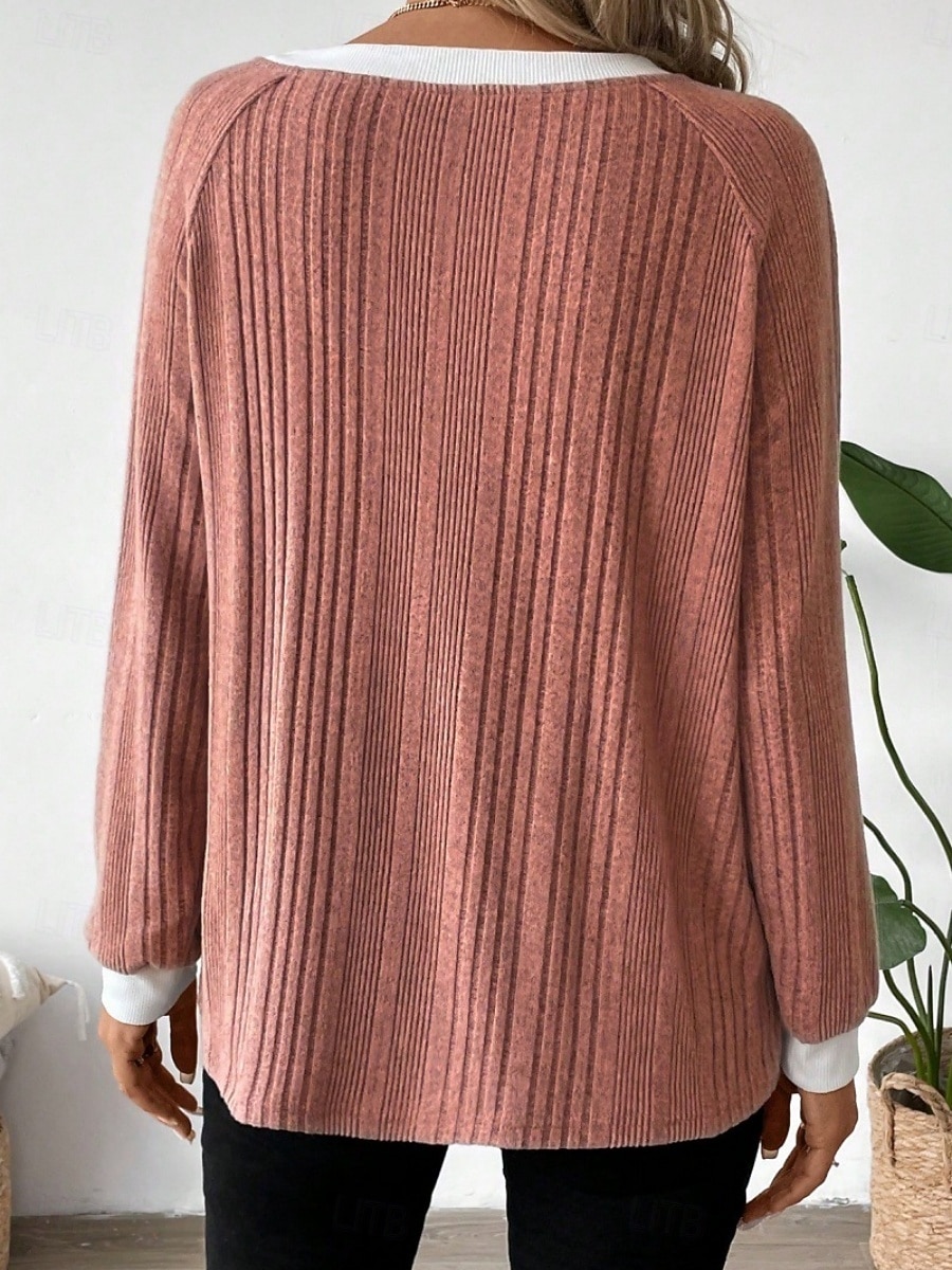 Γυναικεία Μπλούζα Κουρελού Συμπαγές Χρώμα Στυλάτο Καθημερινό Μακρυμάνικο Στρογγυλή Ψηλή Λαιμόκοψη Κανονικά μπλουζάκια Καθημερινά Μαύρο Ανθισμένο Ροζ Φούξια Γκρίζο Άνοιξη Φθινόπωρο Χειμώνας 2026 - $21.99 –P9