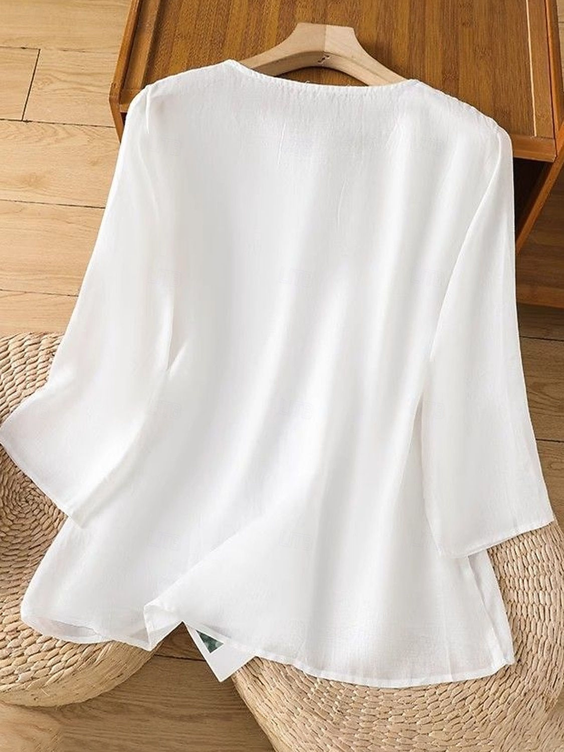 Mujer Tallas pequeñas Camisa Bordado Plano Bohemia Estilo lindo Elegante Media Manga Manga Farol Escote Redondo Tops regulares Diario Noche Fin de semana Blanco Verde Claro Rosa Verano 2026 - $22.99 –P2