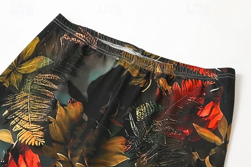 Damskie Typu Chino Getry Przytulne legginsy Urlop Codzienny Pełna długość Wysoka talia Kwiaty Drukowanie Keep Warm Wygodny Elastyczny Codzienny Urlop Święto Czarny Żółty Pomarańczowy Brązowy Jesie 2026 - $19.99 –P3