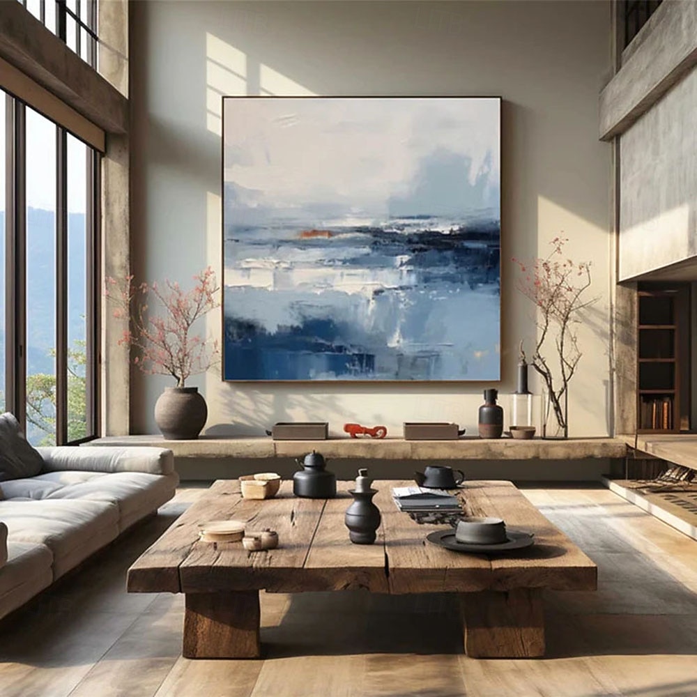 Peinture à l'huile abstraite, faite à la main, représentant un paysage de lac sur toile. Art personnalisé, paysage de campagne, décoration intérieure. de 2026 ? $78.99 –P5