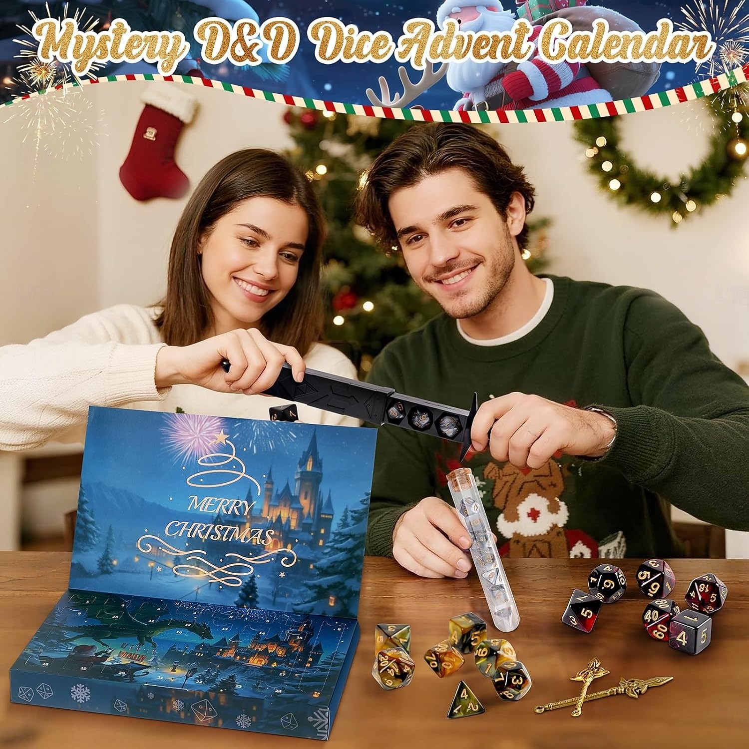 calendário do advento de natal 2025, conjunto de dados misteriosos dnd calendário do advento de férias 24 dias, surpresa d &d presentes, adequado para RPG de masmorras e dragões, mtg, jogo de mesa de de 2025 por $39.99 –P7
