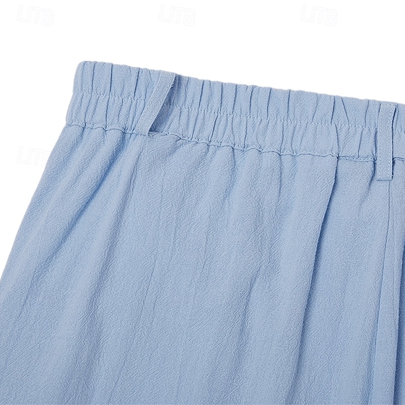 Męskie Lniane spodnie Spodnie Letnie spodnie Prosta noga Równina Komfort Oddychający Pełna długość Codzienny Święto Plaża Urlop Moda Czarny Biały Nieelastyczny 2026 - $26.99 –P16