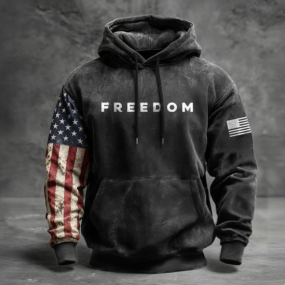 4 juli 2026 250e Memorial Day Mannen Streetwear Graphic Amerikaanse Vlag Crew Neck Lange Mouw Hoodie Sweatshirt Casual Buiten Straat 2026 - $28.99 –P1