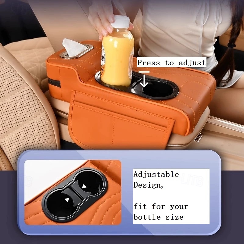 2026年 新車用センターコンソールアームレストクッション、カップホルダー2個付き、アームレスト高さ調整パッド、4 in 1 オートアームレスト枕カバーパッド、オールシーズン対応アームレストボックス  コレクション – $15.49 –P4