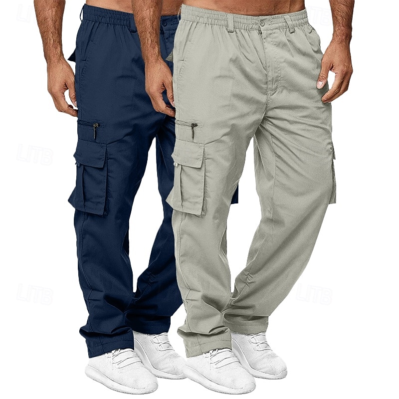 Per uomo Pantaloni Cargo Pantaloni da escursionismo Elastico in vita Multi-tasche Semplice Traspirante Lunghezza intera All'aperto Casuale Quotidiano Stile Etnico Stile Classico Verde+Cachi Blu+Cachi del 2026 a $31.99 –P3