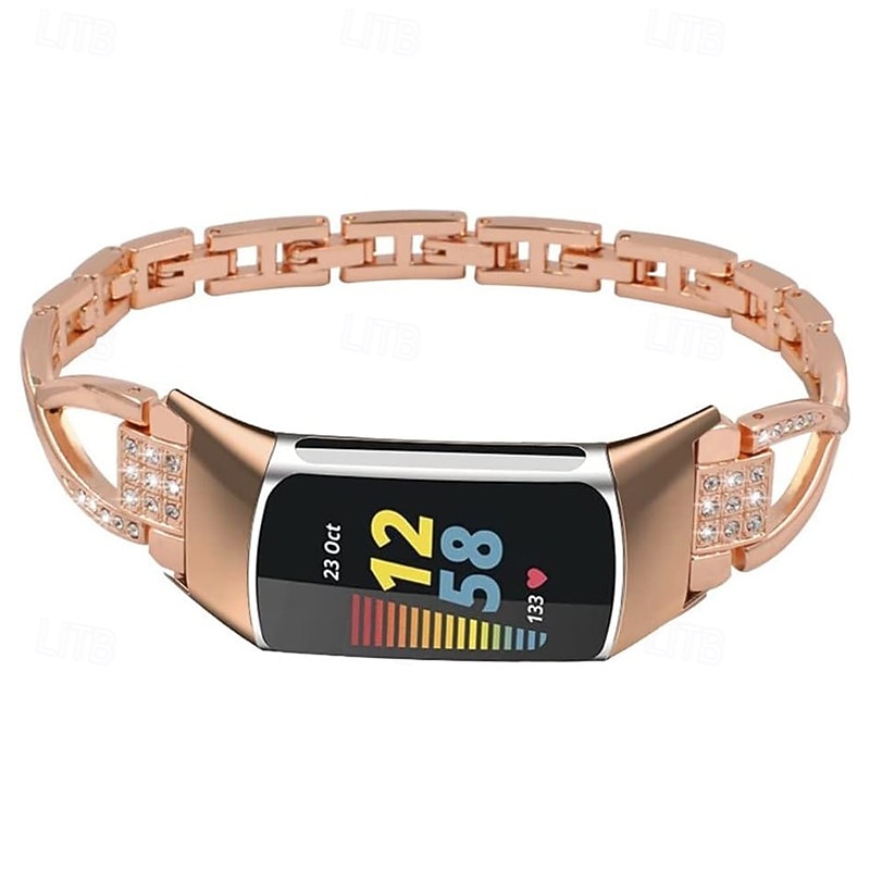 Smart Watch Band Compatible with Fitbit Charge 6 / Fitbit Charge 5 Rhinestone Smartwatch Strap Glitter Crystal Bling Diamond Jewelry Bracelet Replacement Wristband For Fitbit Charge 6 / Fitbit Charge 2026 - $20.99 –P2
