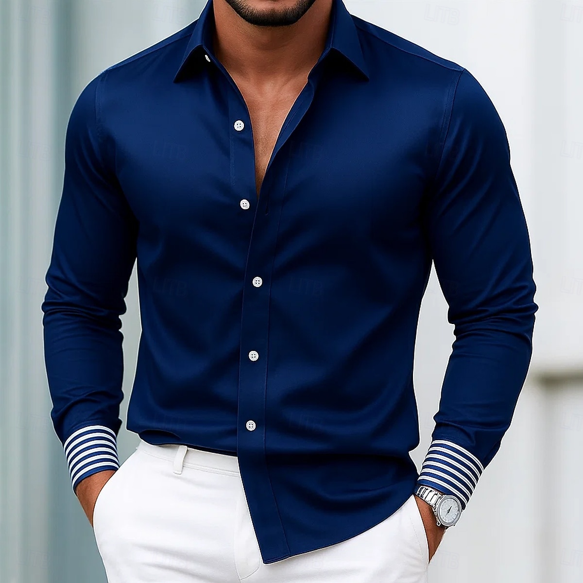 Per uomo Camicia Camicia in raso Camicia elegante Camicia casual Camicia con Bottoni Camicia da Ballo Semplice Formale Matrimonio Nero Vino Blu marino Blu reale Manica Lunga Bavero Tutte le stagioni del 2026 a $26.99 –P4
