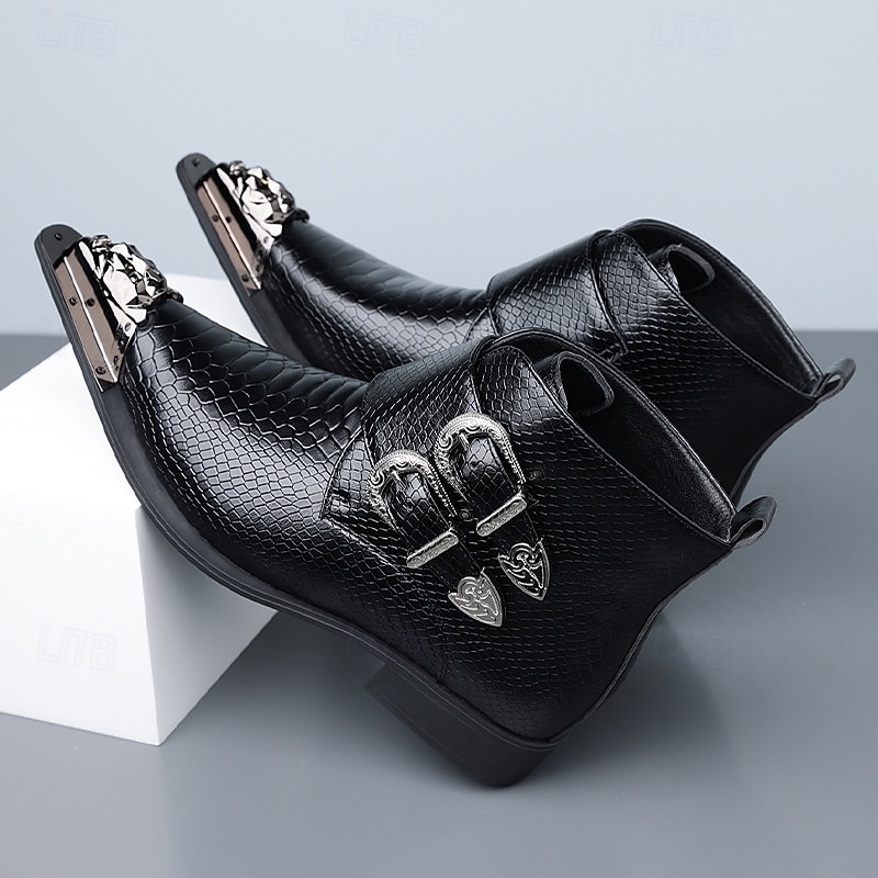 Punaiset keinonahkaiset krokotiilikuvioiset miesten kengät, joissa kaksoissolki – ylelliset juhlakengät joulujuhliin ja tyylikkäisiin iltatilaisuuksiin 2025 - $89.99 –P3