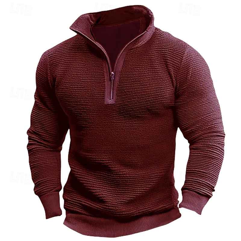 Men's Sweatshirt Quarter Zip Sweatshirt Wine Army Green Brown Coffee Gray Half Zip Plain Half Zip Sports & Outdoor Daily Holiday Polyester Streetwear Basic Casual Fall Winter Clothing Apparel Hoodies 2026 - $29.99 –P5