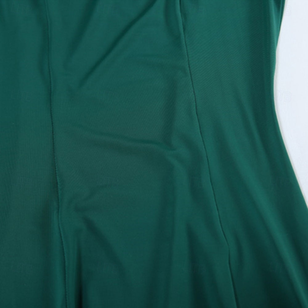 Elegant Green Ballroom Dance Dress with Long Sleeves and Off-Shoulder Design for Latin & Social Dancing 2026 - $70.99 –P5