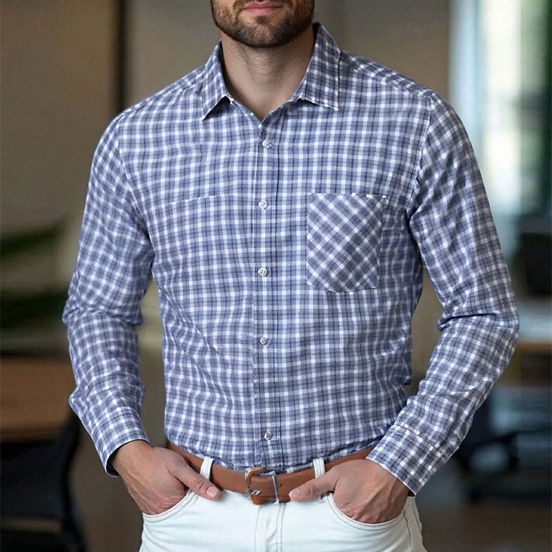 Bărbați Cămașă Cămașă de Costum Camașă cu nasturi Plisat Nuntă Zilnic Bleumarin Albastru piscină Gri Deschis Manșon Lung Răsfrânt Primăvară Toamnă Îmbrăcăminte Buzunar frontal 2025 - $28.99 –P2