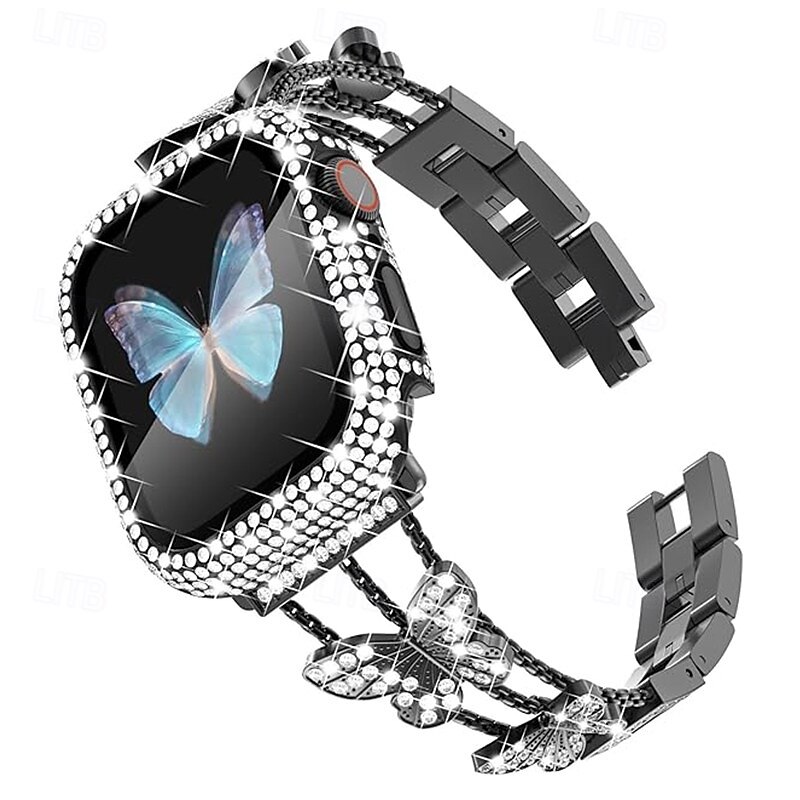 Bracciale Gioiello Compatibile con Cinturino dell'Apple Watch 38mm 40mm 41mm 42mm 44mm 45mm 49mm Da donna Glitter Diamante Bling Acciaio inossidabile Cinturino di ricambio per iwatch Ultra 3 2 Series del 2026 a $22.99 –P3