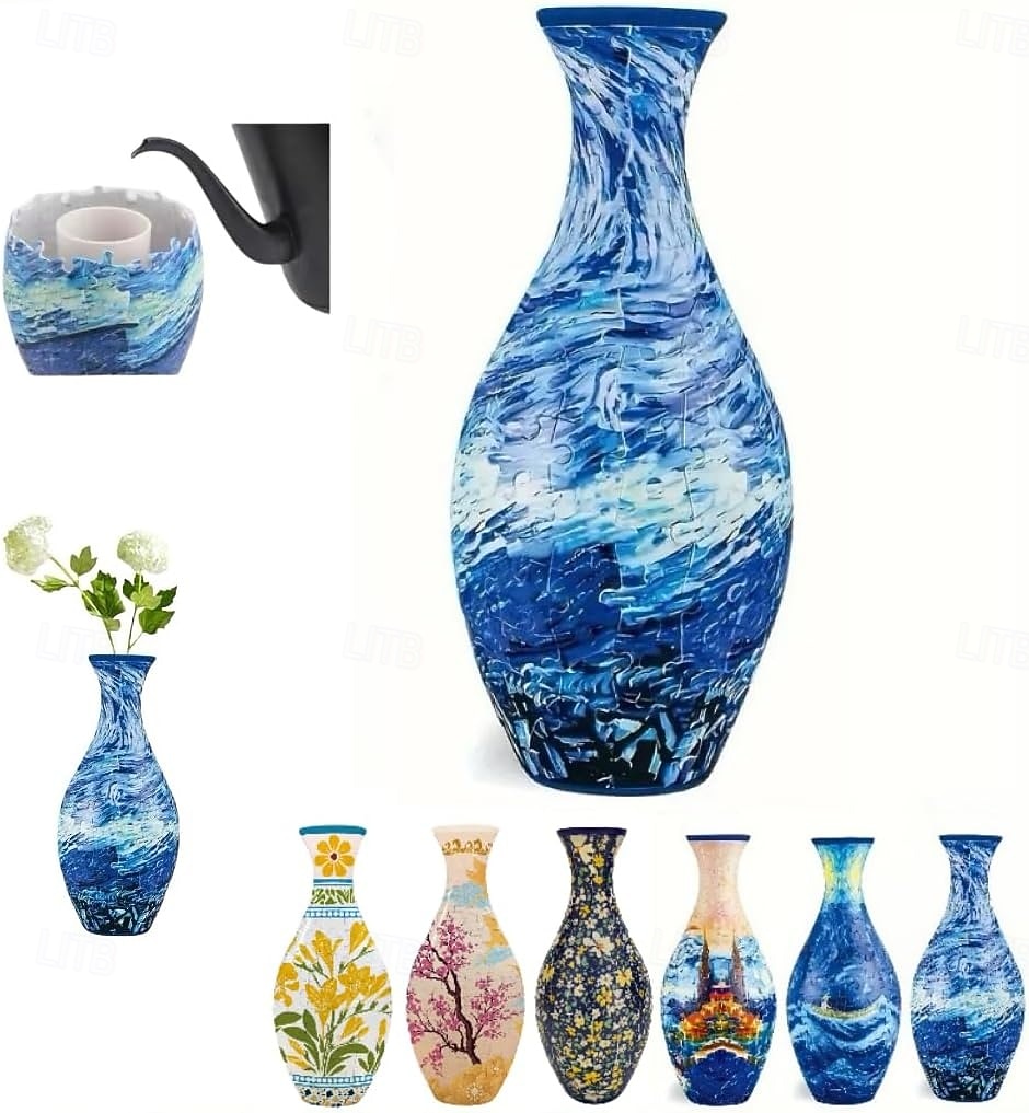 3D-puslespillvase, 160-delers buet plastblomstervase lekkasjesikker premium plast kunstneriske mønstre for ekte blomster hjemmekontor gave til innflytningsfest, ideell for blomsteroppsats 2026 - $31.99 –P1