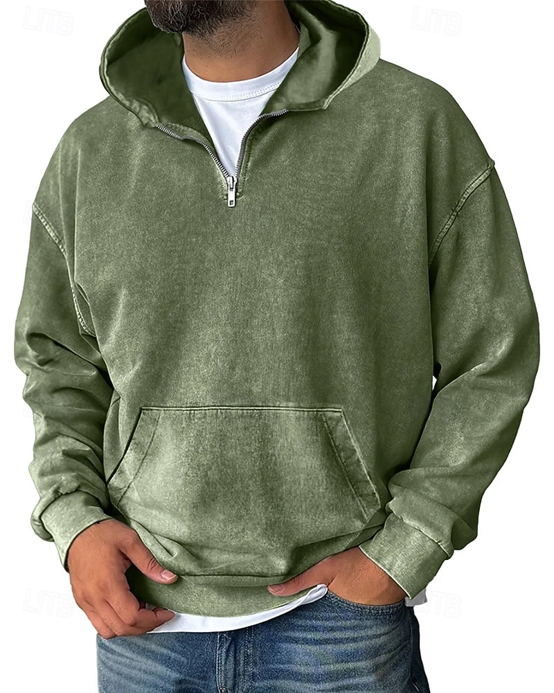 Homme Sweat à capuche Sweat à capuche quart zippé Noir Vin Vert Véronèse Bleu Violet À capuche Uni Avec Poches Sport & Loisir Quotidien Fête Polyester Streetwear Basique Occasionnel Printemps Automne de 2025 ? $26.99 –P2