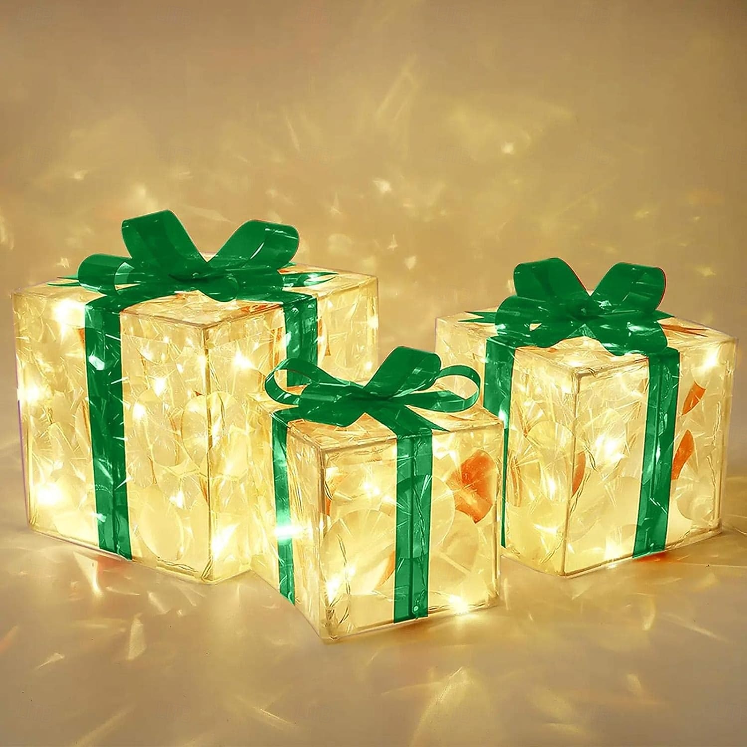 3 Pcs Christmas bow LED luminous gift box for indoor and outdoor Christmas atmosphere decoration lights, ornaments, props, AAA battery box 13/15/19CM 2025 - CAD $25.99 –P11