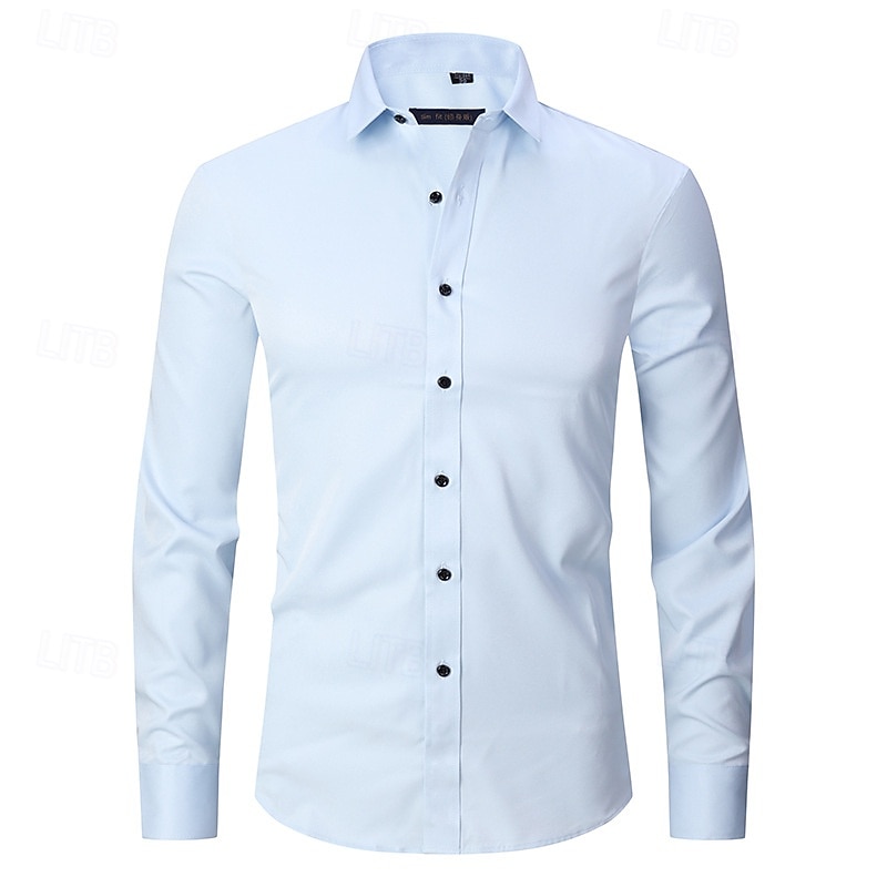 Homens Camisa Social Saia Camisa não de ferro Camisas de smoking Tecido Formal Casamento Preto Branco Rosa Vinho Manga Longa Lapela Primavera & Outono Todas as Estações Roupa de 2025 por $20.99 –P6