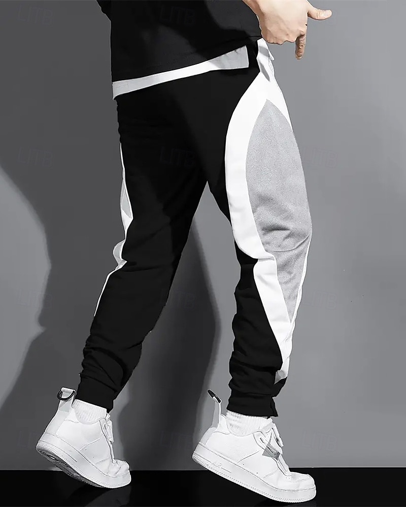 Ανδρικά Αθλητικές Φόρμες Τζόγκκερ Παντελόνια Κορδόνι Τσέπη Ελαστική μέση Συνδυασμός Χρωμάτων Γράμμα Άνεση Υπαίθρια Αθλήματα Καθημερινά Μοντέρνα Καθημερινό Μαύρο Γκρίζο Μικροελαστικό 2026 - $21.99 –P4