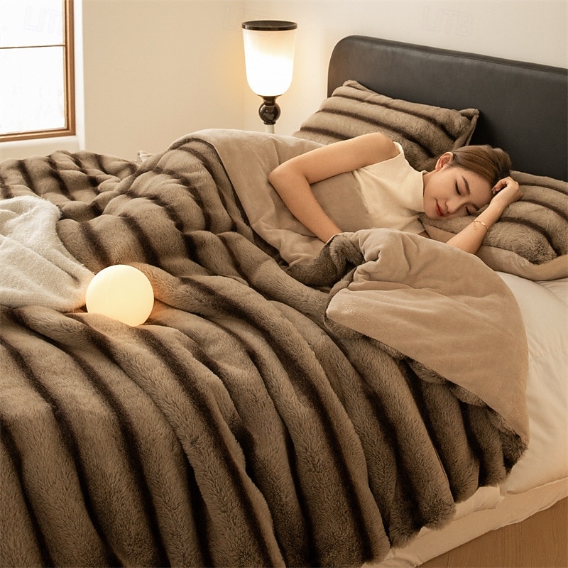 Luxury Thick Rabbit Fur Blanket Soft Plush Throw for Sofa Bed or Office Nap Warm Flannel Blanket 2026 - $49.99 –P2