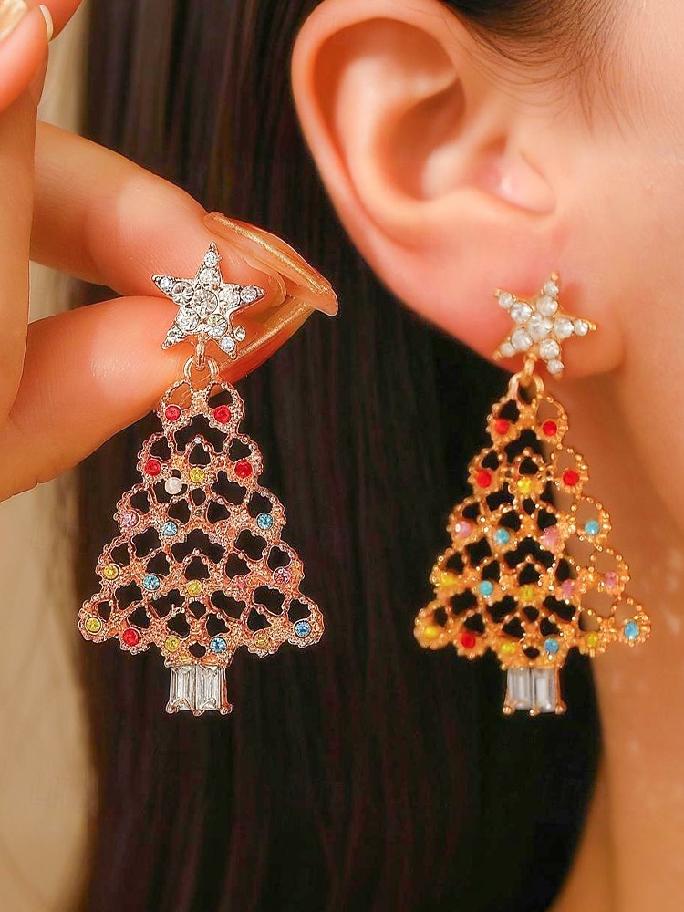 Femmes Boucles d'oreilles clous Boucle d'Oreille Créoles Coloré Blanche Alliage Noël Élégant Soirée / Soir Sapin de Noël de 2026 ? $9.99 –P2
