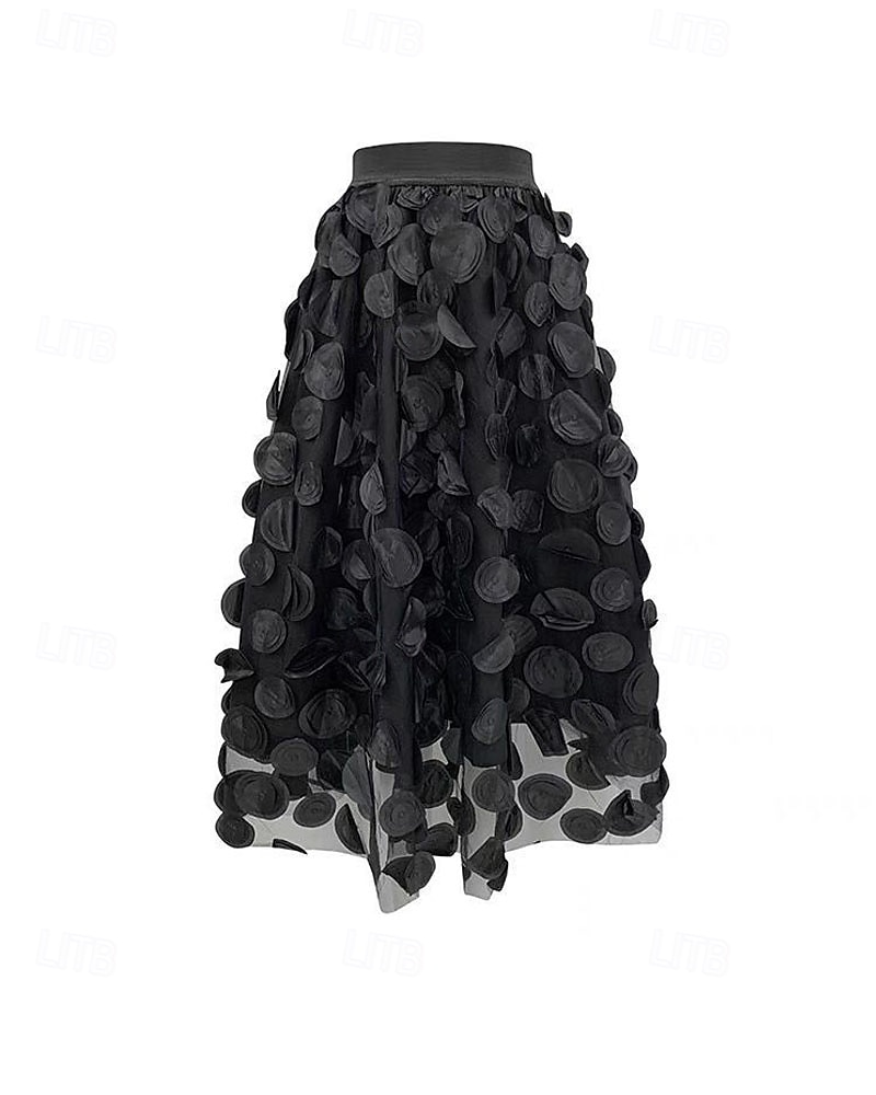 Damen Elegant Vintage Mode Midi Mittlere Taille Röcke Tupfen Einfach Patchwork Blume Geschichtet Unelastisch Täglich Straße Amethyst Aprikose Schwarz Rote Herbst 2026 - $43.99 –P2