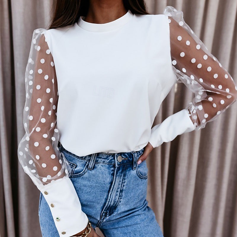 Γυναικεία Δαντέλα Splicing Top Μπλούζα Μπλούζες σιφόν Σουρωτά Δαντέλα Κουρελού Σκέτο Κομψό Στυλάτο Καθημερινό Μακρυμάνικο Φουσκωτό μακρύ Ζιβάγκο Κανονικά μπλουζάκια Καθημερινά Αργίες Εξόδου 2026 - $26.99 –P1