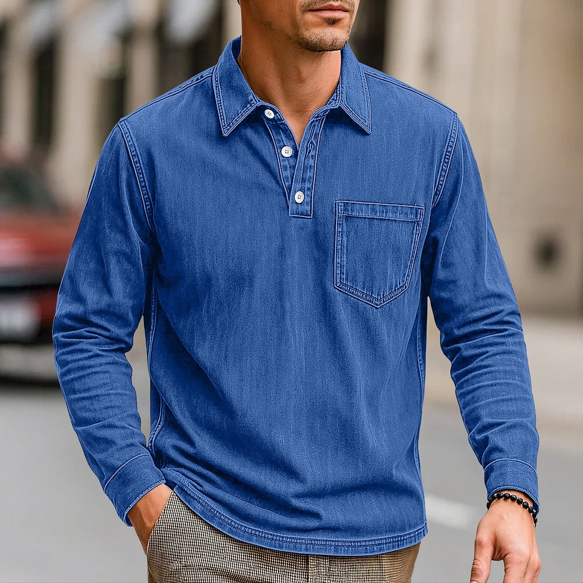Per uomo Polo Polo da Golf Streetwear Affari Classico Manica Lunga Vintage Essenziale Tinta unica Semplice Tasca Autunno Inverno Interstagionale Vestibilità comoda Nero Rosa Blu marino Blu Viola del 2026 a $31.99 –P7