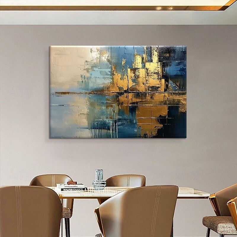 Handmade Oil Painting Canvas Wall Art Decoration Modern Abstract Golden for Home Living Room Decor Stretched Frame Hanging Painting / Rolled Canvas (No Frame) 2026 - $69.99 –P3