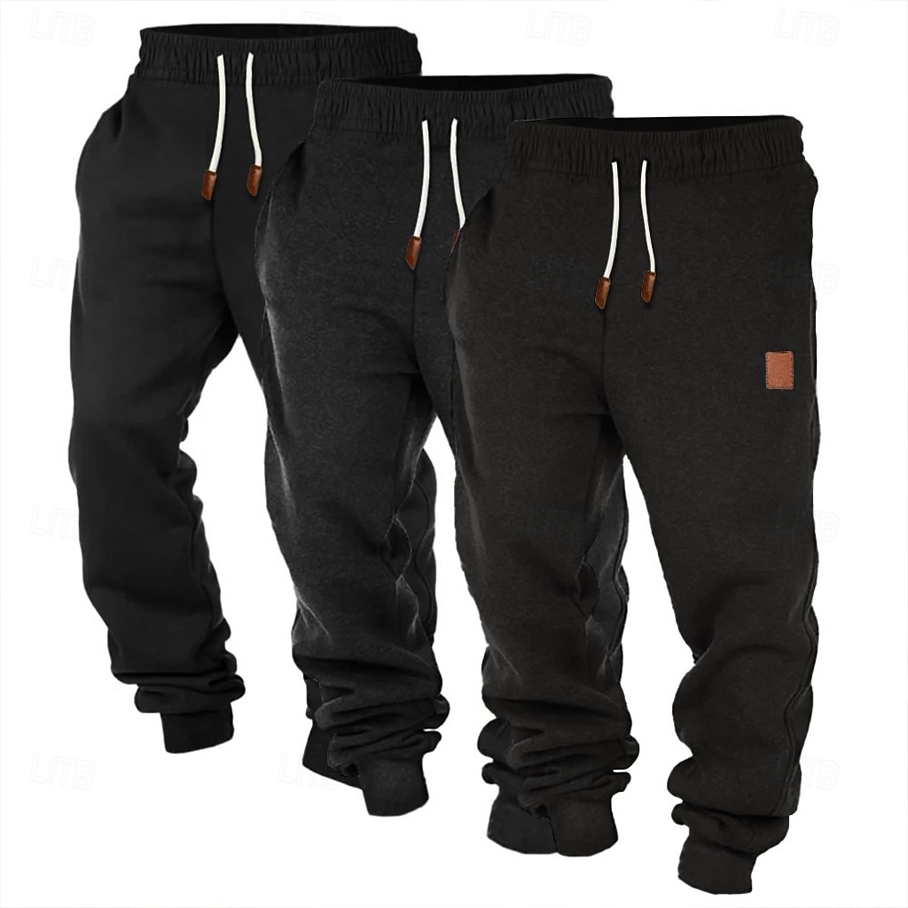 Муж. Штаны Джоггеры Флисовые штаны Кулиска Эластичная талия Мульти-упаковка Полотняное плетение Комфорт Полная длина на открытом воздухе Повседневные На выход Мода Классический 2025 - $29.99 –P19