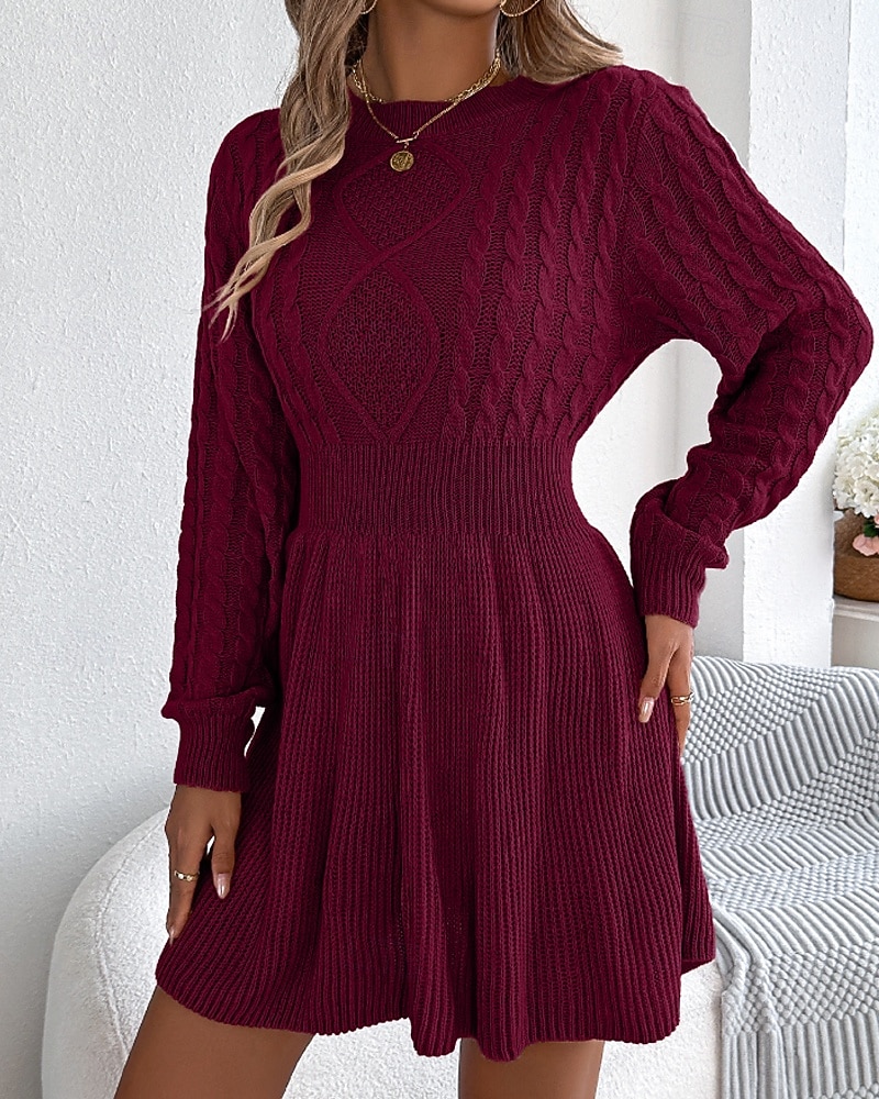 Per donna Mini Abito Abiti in tessuto di lino e policotone Abito in maglia Moderno Quotidiano Natale Uscire Vestibilità regolare Semplice Manica Lunga Girocollo Nero Vino Grigio Autunno Inverno del 2026 a $33.99 –P7