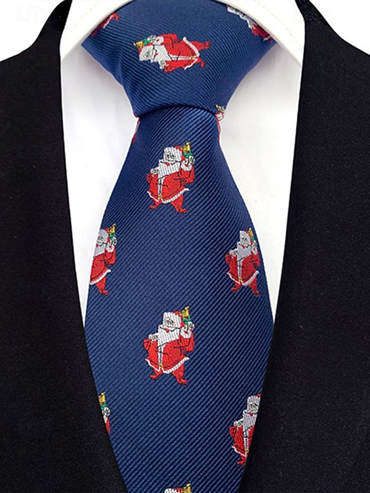 Miesten jouluinen solmio joulupukki-, poro- ja puukuvioilla, juhlava lomasolmio useissa väreissä, hauska uutuussolmio juhliin ja toimistokäyttöön 2026 - $11.99 –P1