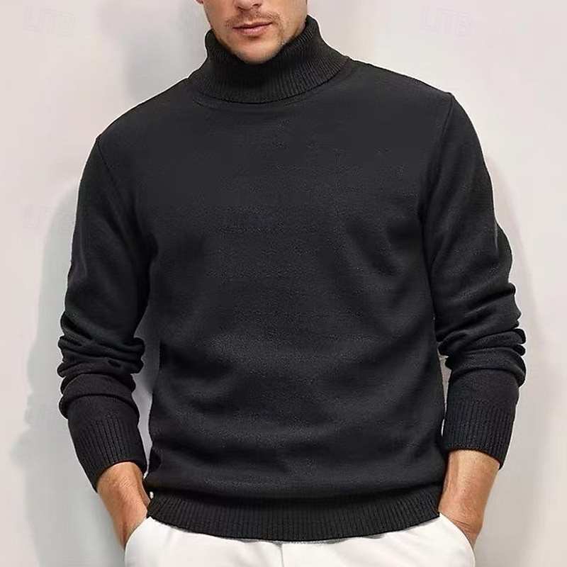 Men's Christmas Jumper Christmas Sweaters Holiday sweater Pullover Sweater Jumper Knit Sweater Ribbed Knit Regular Tops Knitted Plain Turtleneck Fashion Basic Vacation Daily Wear Clothing Apparel 2026 - $19.49 –P1