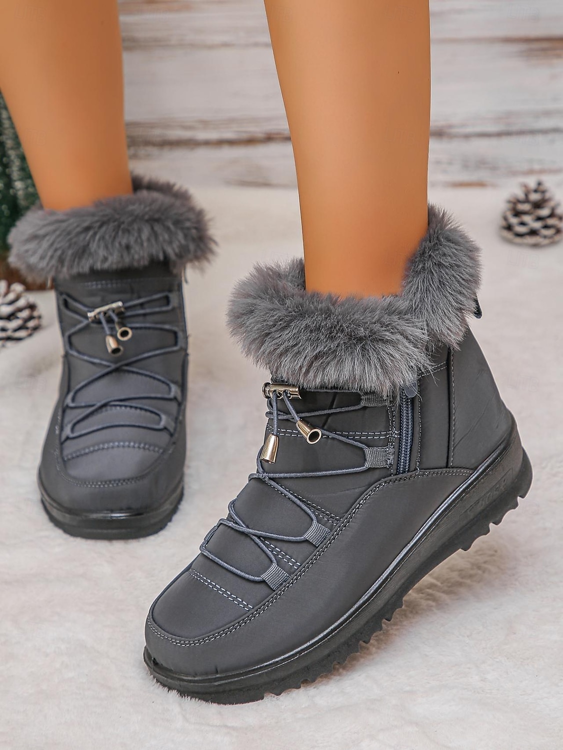wasserdichte Schneestiefel für Damen mit Kunstfellfutter – Winterstiefel zum Schnüren mit Reißverschluss und verstellbaren Schnürsenkeln, in mehreren Farben erhältlich 2026 - $34.99 –P4