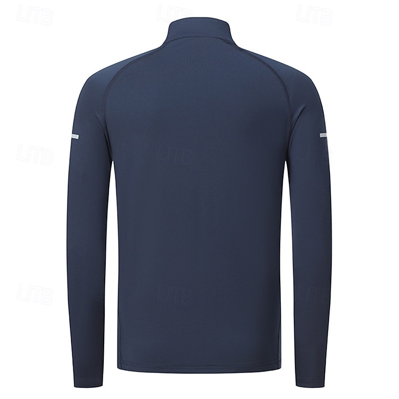 Ανδρικά Μονόχρωμο Tricou de Alergat Πουκάμισο γυμναστικής Αθλητική κορυφή Φθινόπωρο / Χειμώνας Τρίμηνο φερμουάρ Μακρυμάνικο Ένδυση γυμναστικής και άθλησης Moale Αναπνέει 2026 - $27.99 –P5