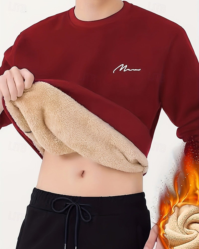 Homens Cor Sólida Moletom de lã Lounge Top Outono/Inverno Grossa Manga Longa Roupa Esportiva A Prova de Vento Quente Academia Equitação Corrida Exercite-se Ioga Preto Branco Amarelo Roupa de esporte de 2026 por $28.99 –P5