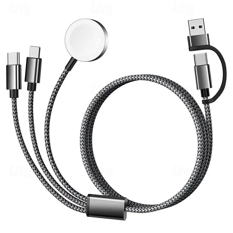 Необходимый дорожный кабель USB-C 3-в-2, подходящий для зарядки Apple Watch/iPhone 17/мультизарядный кабель Lightning, портативный, предназначенный для iWatch и iPhone 16 2025 - $18.99 –P10