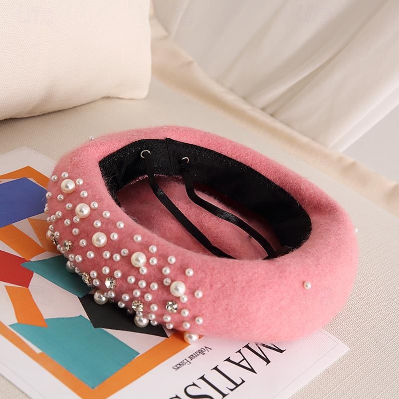 Chapéus Lã Chapéu de Boina Casamento Feriado Festa de Chá Corrida de cavalos coquetel Elegante Vintage Com Pérolas Capacete Chapéu de 2026 por $16.49 –P11