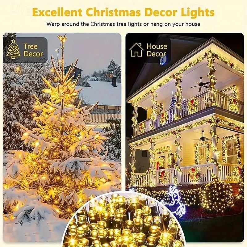 Christmas Solar / USB Powered Remote Controlled Tree Light 100m1000LEDs 8 Modes Lighting Outdoor Waterproof Garden Fairy String Lights for New Year's Wedding Patio Garden Camping Holiday Party Decor 2025 - $78.99 –P11
