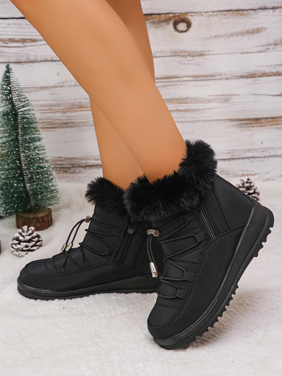 wasserdichte Schneestiefel für Damen mit Kunstfellfutter – Winterstiefel zum Schnüren mit Reißverschluss und verstellbaren Schnürsenkeln, in mehreren Farben erhältlich 2026 - $34.99 –P8