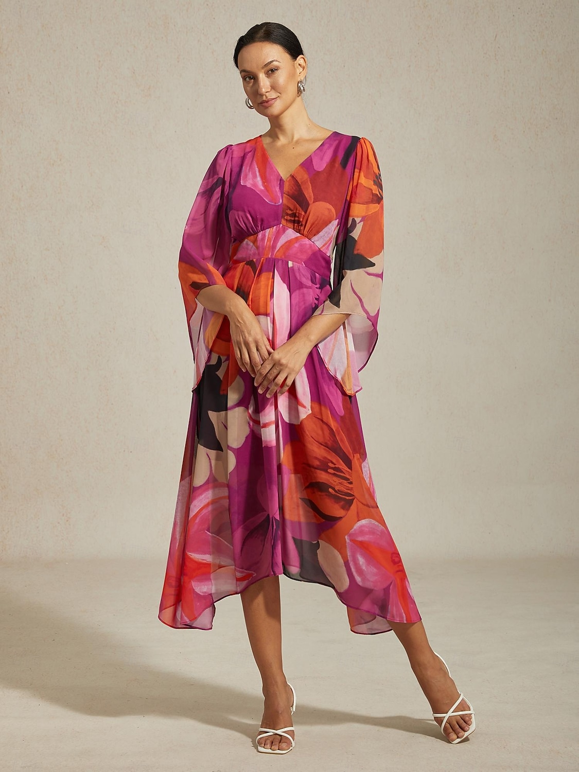 Женское шифоновое платье макси с абстрактным цветочным принтом, прозрачная струящаяся ткань, повседневное, для свадебного гостя, отпуска, пляжного курорта, весны, лета и осени 2026 - $141.99 –P2