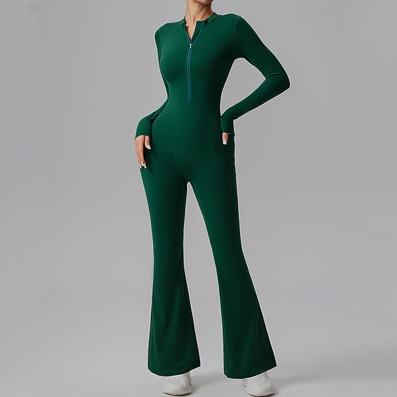 Mujer Mono de Fitness Mono de una pieza Cerrar Color sólido Body Primavera Otoño Negro Blanco Gimnasio Rutina de ejercicio Corriendo Control de barriga Manga Larga Deporte Ropa de Deporte Ajuste 2026 - $54.99 –P6