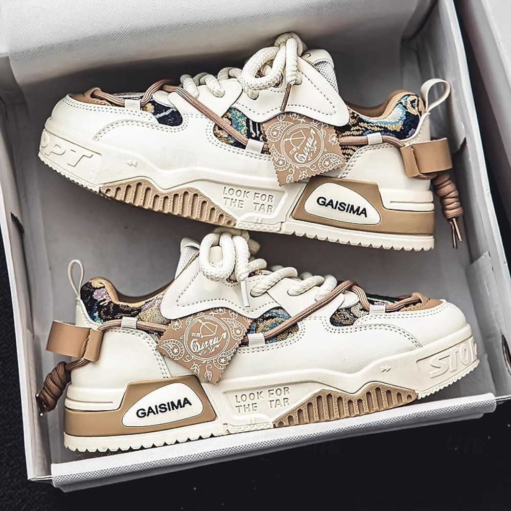 herresneakers med kraftig såle i kamuflasje, trendy løpesko med snøring til streetwear, komfortable, avslappede sportssko for daglig bruk &sport 2026 - $42.99 –P4