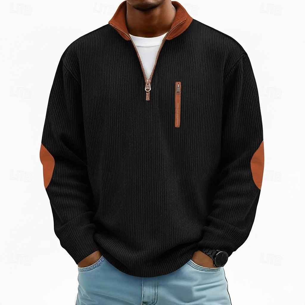 Homens Camiseta de Veludo T-shirt Camisa de manga longa Manga Longa Com Zíper Outono Inverno Bloco de cor Diário Texturizado Casual Zip Up Superdimensionado Solto Casual Ao ar livre Rua Azul Claro de 2026 por $23.99 –P8