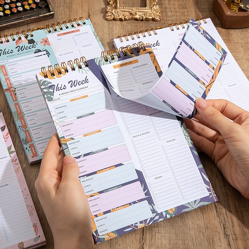 ateriasuunnitteluvihko 8,5x5,8 tuumaa, 52 arkkia magneettinen, kaksoiskierteinen ateria &ruokalista, seinälle kiinnitettävä ruokalistasuunnittelija päivittäiseen käyttöön &viikkosuunnitelma 2026 - $13.99 –P5