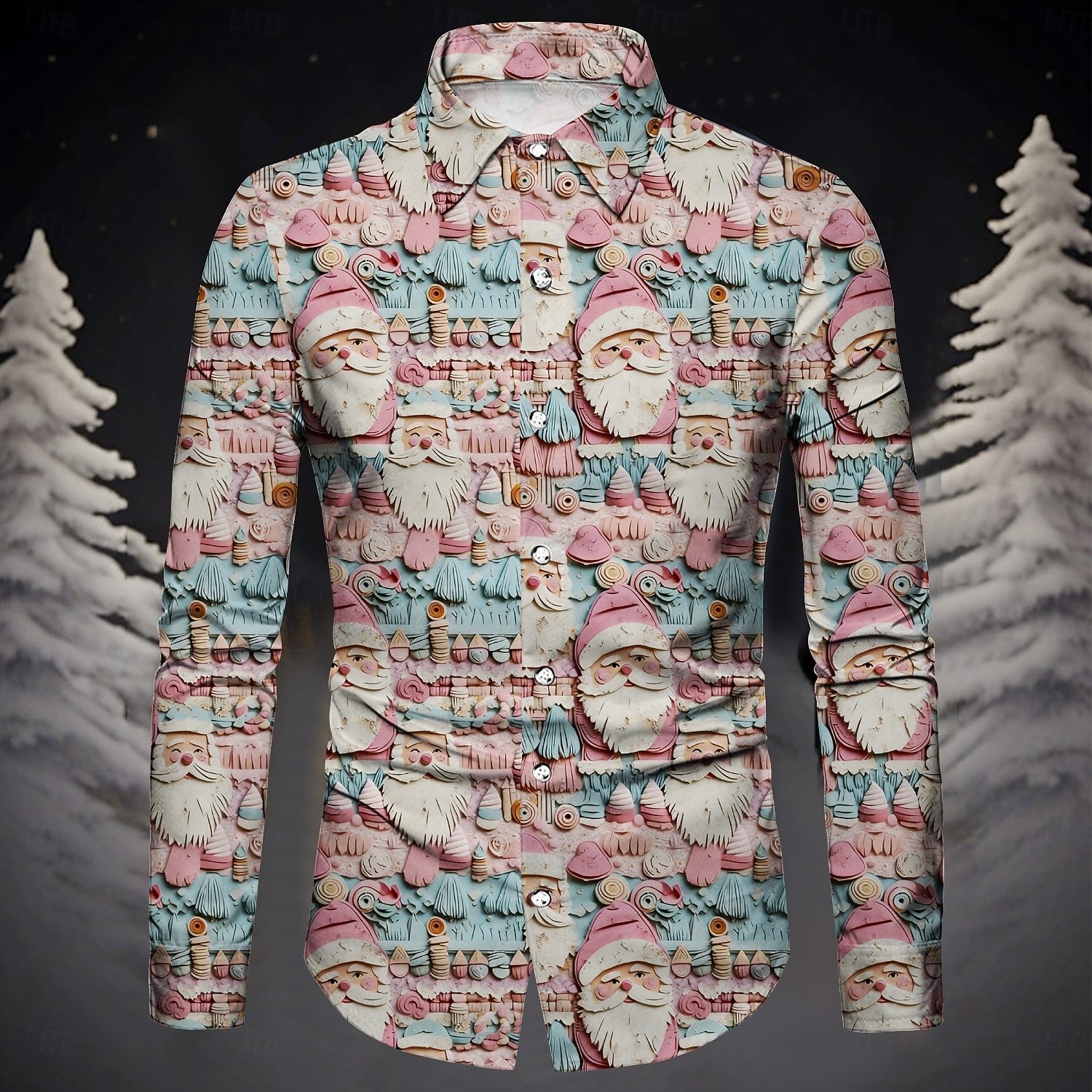 Karácsony Hosszú ujjak Gombos ing Mikulás Grafikus Újdonságok Vicces mert Férfi Felnőttek 3D nyomtatás mert Karácsony Farsang Újév Parti 2025 - $29.99 –P3