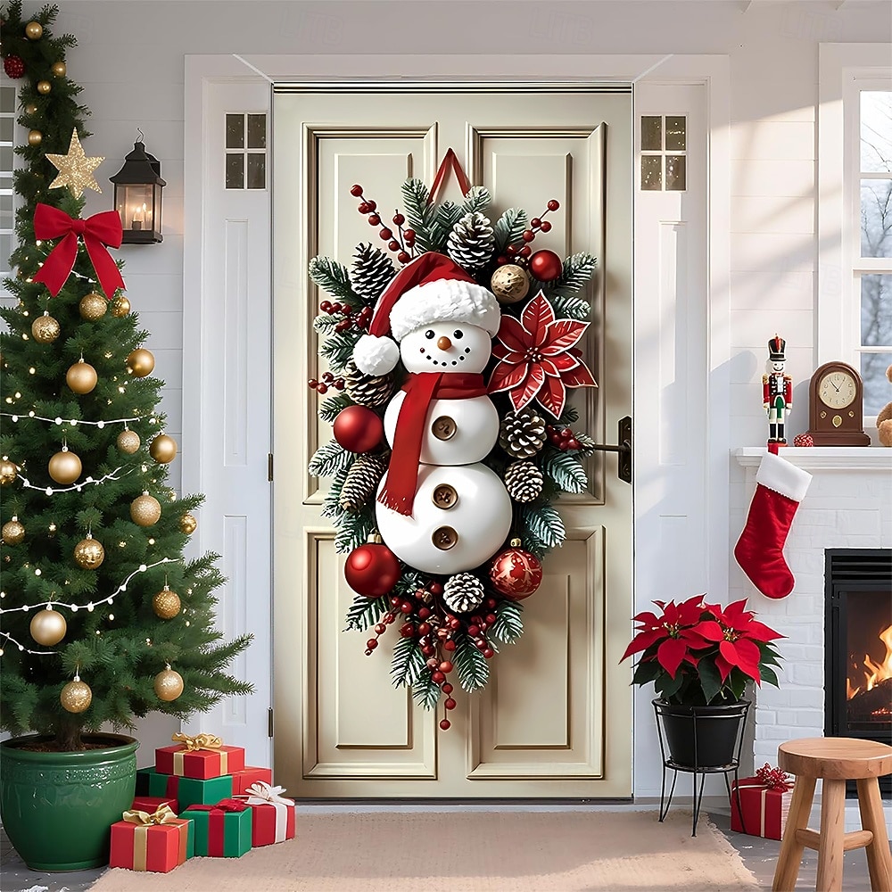 Jul Affischer Dörrskydd Utomhus banderoller Snögubbe Strumpbyxor söt stil 3D Fest Studentboende Tonårsrum Killar Man Cave Frat Sovrum Bakgrundsfotografering Ytterdörr Heminredning 2026 - $19.99 –P8