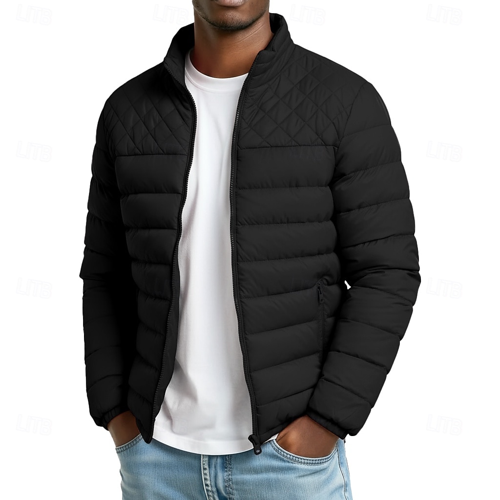 Муж. Пуховик Куртка переходного периода Полный почтовый индекс на открытом воздухе Повседневные Обычная Классика С защитой от ветра Легкость Зима Весна & осень Сплошной цвет 2025 - $35.99 –P4
