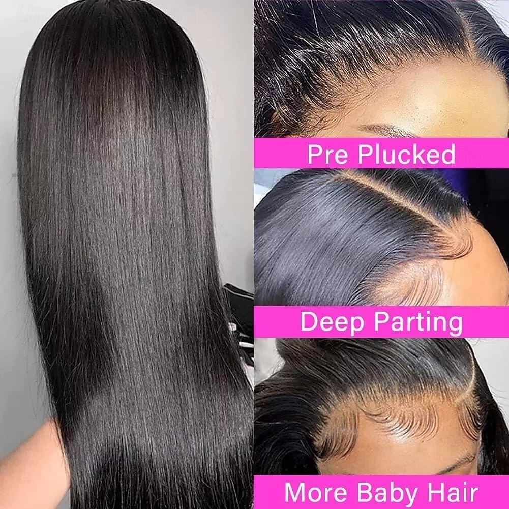 Straight Human Hair Glueless Wigs 100% Human Hair Bleached Knots Upgraded Lace Front Wigs Pre Cut Straight 4x4 Glueless Lace Closure Wigs for Women 2026 - $108.99 –P4